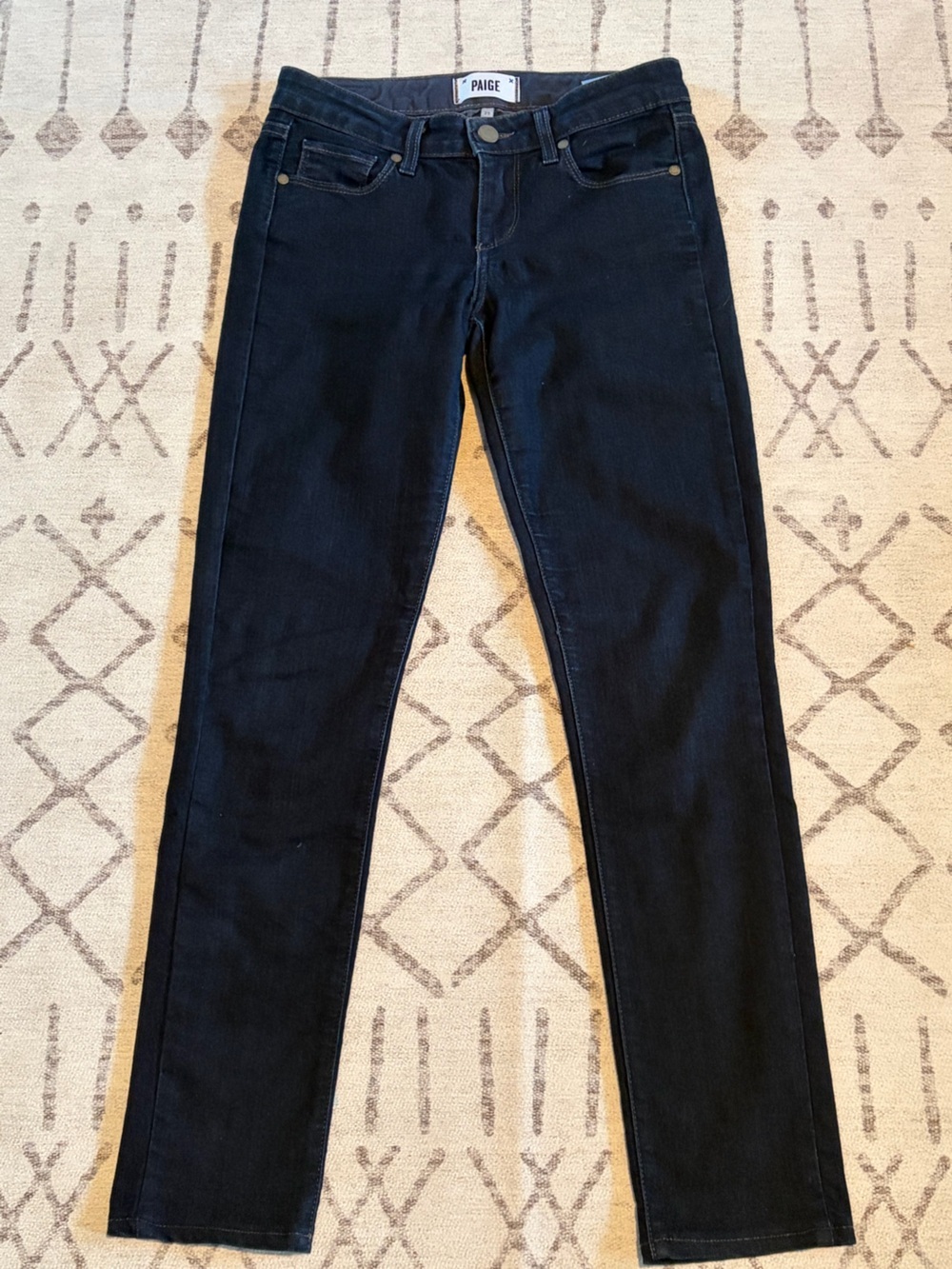 PAIGE Skyline Skinny Jeans 25 Dark Wash Mid Rise Stretch Denim Womens - Picture 2 of 10